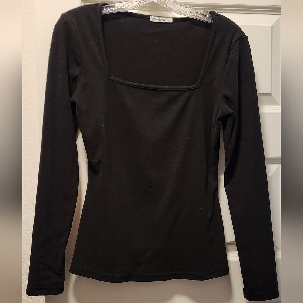 Elegant Black Square Neck Blouse
